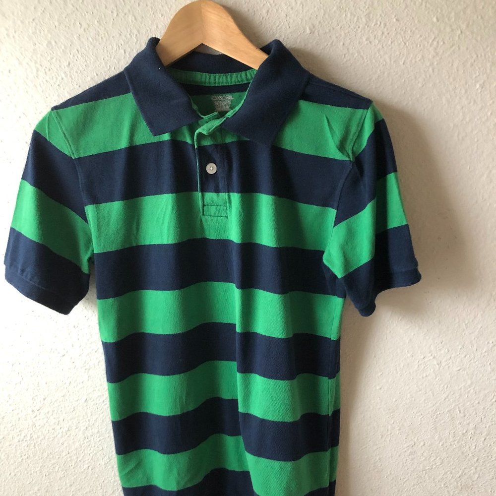 Blue and Green Striped Golf shirt - Yourth Large